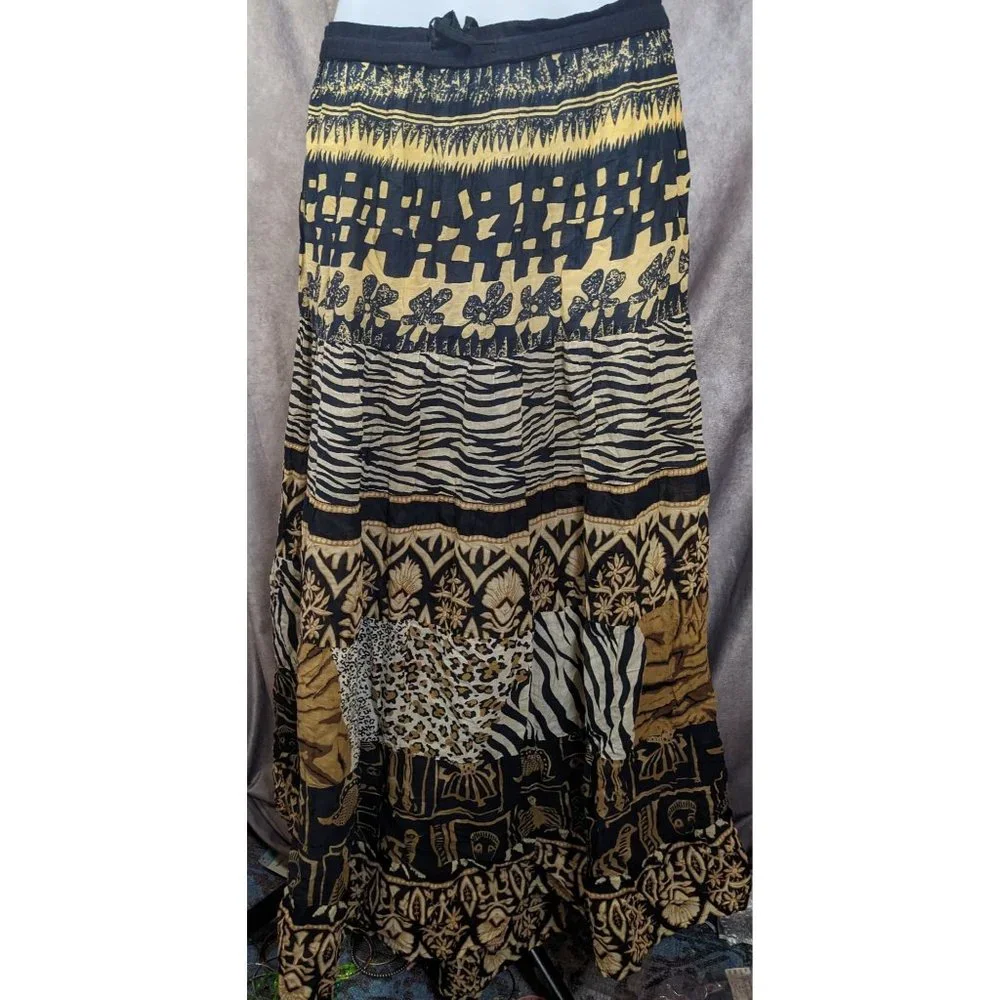 Vintage White Stag Animal Print Maxi Skirt